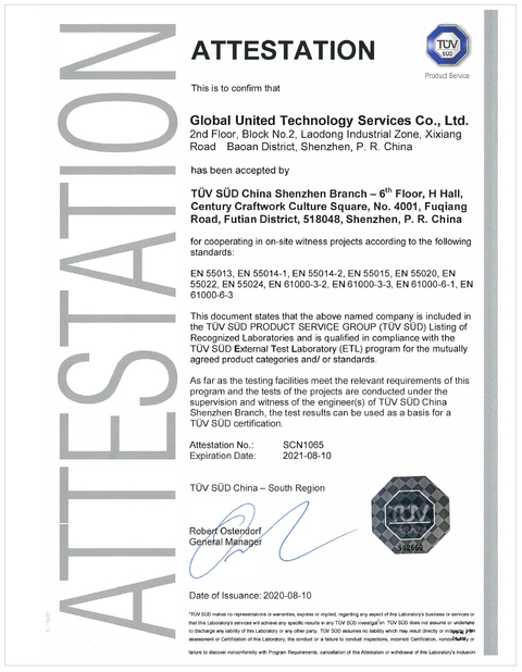 China Global United Technology Services Co.,Ltd. certificaten
